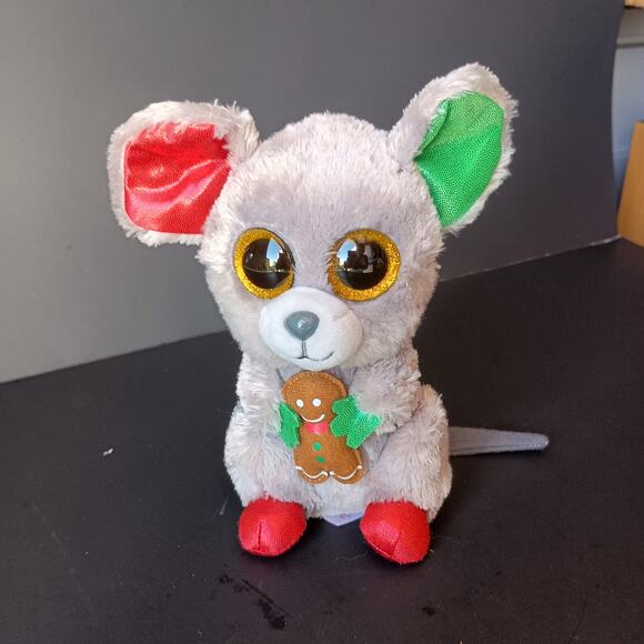 TY SILK Festive Christmas Mouse "Mac" Beanie Boo Plush 7" Beanie Baby - Picture 1 of 6